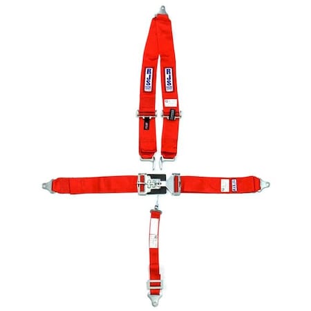 Rjs Safety RJS Safety RJS1125404 5-Point Latch Type Restraint System - Bolt-In - Roll Bar Mount Shoulder Harness - 2 in. Anti-Submarine Strap - Red RJS1125404